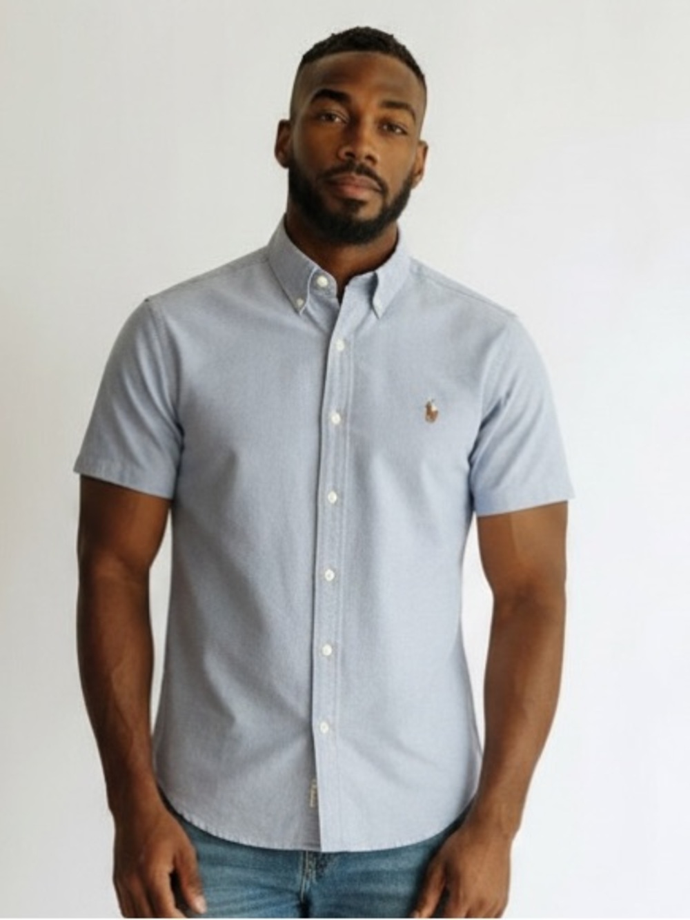 Ralph Lauren Light Blue Short-Sleeve Oxford Button-Down Shirt